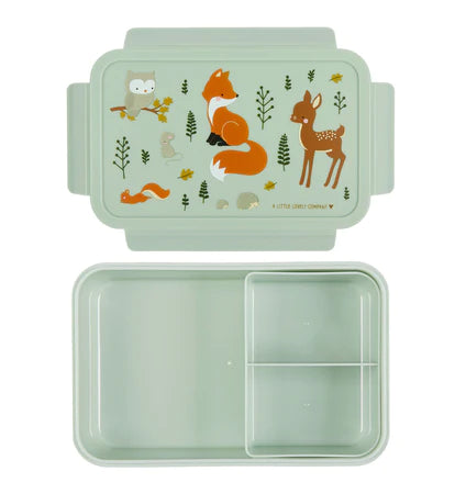 A Little Lovely Company Back to school set - Drinkfles RVS/4 Snackdozen/Bentobox - Bosvriendjes