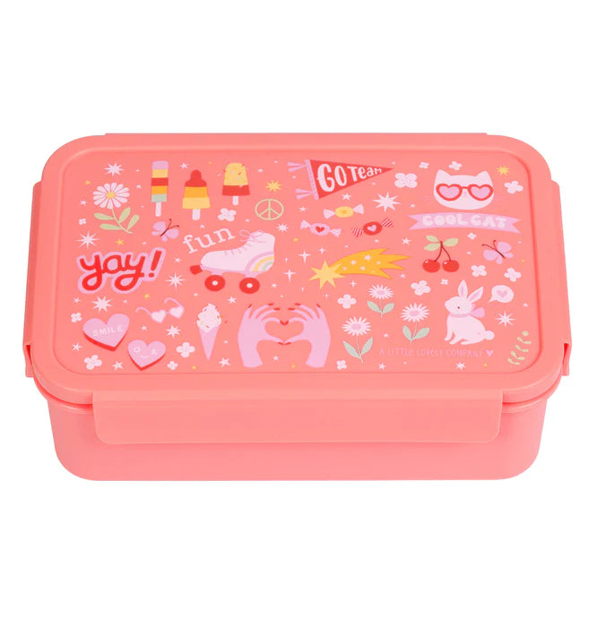 A Little Lovely Company Back to school set - Drinkfles XL RVS/Bentobox - Fun