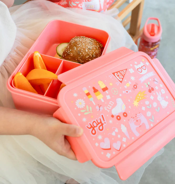 A Little Lovely Company Back to school set - Drinkfles RVS/Snackdozen/Bentobox - Fun