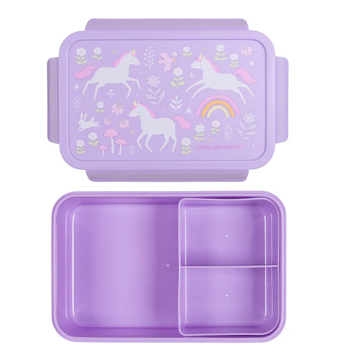 A Little Lovely Company Back to school set - Drinkfles XL RVS/Bentobox - Unicorn Dreams