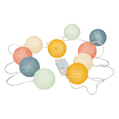 Atmosphera LED decoratieve slinger multi kleur balletjes - Lichtslingers katoen - Cotton ball - 10 Ballen - Batterijen niet inbegrepen