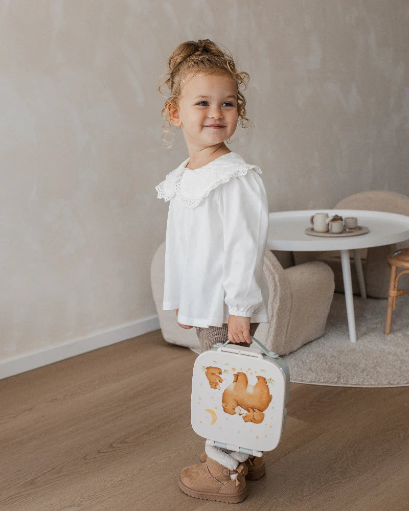 Petit Monkey Bentobox Bears and Stars Back to School - Groen/Wit