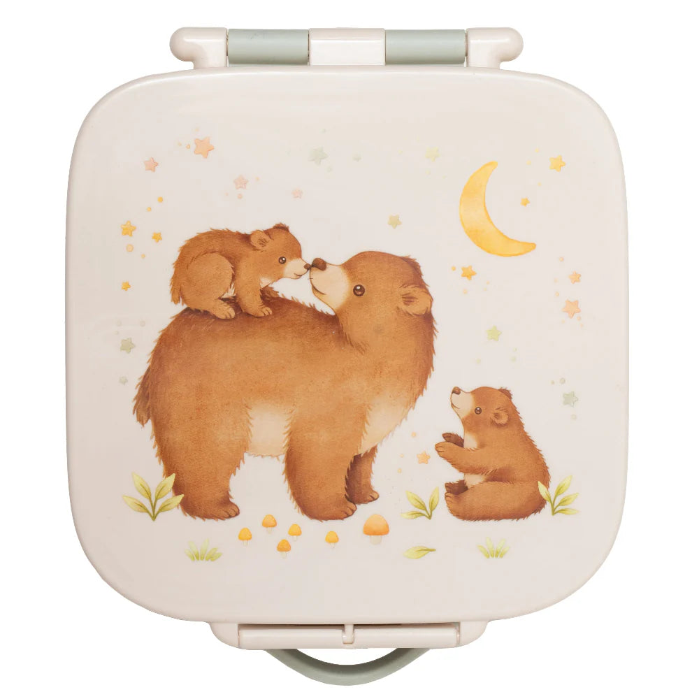 Petit Monkey Bentobox Bears and Stars Back to School - Groen/Wit