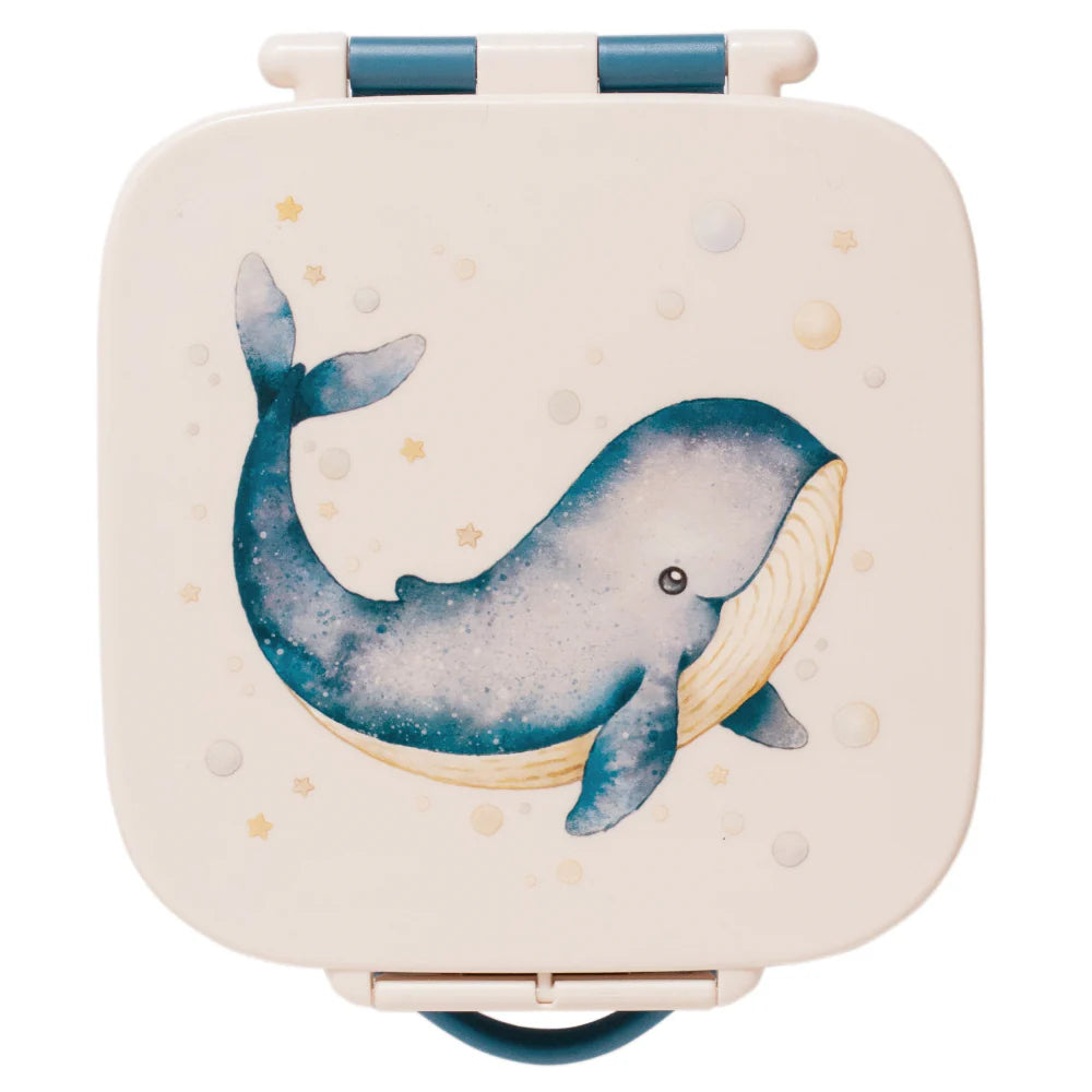 Petit Monkey Bentobox Whale Back to School - Blauw/Wit