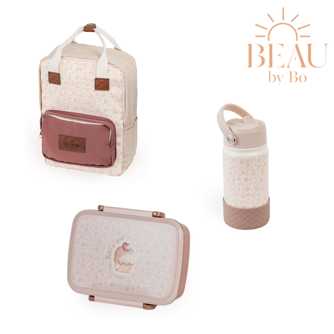 BEAU by Bo Mrs Ertha Kleuterrugzak + Bentobox + Drinkfles - Bouquet Silhouette