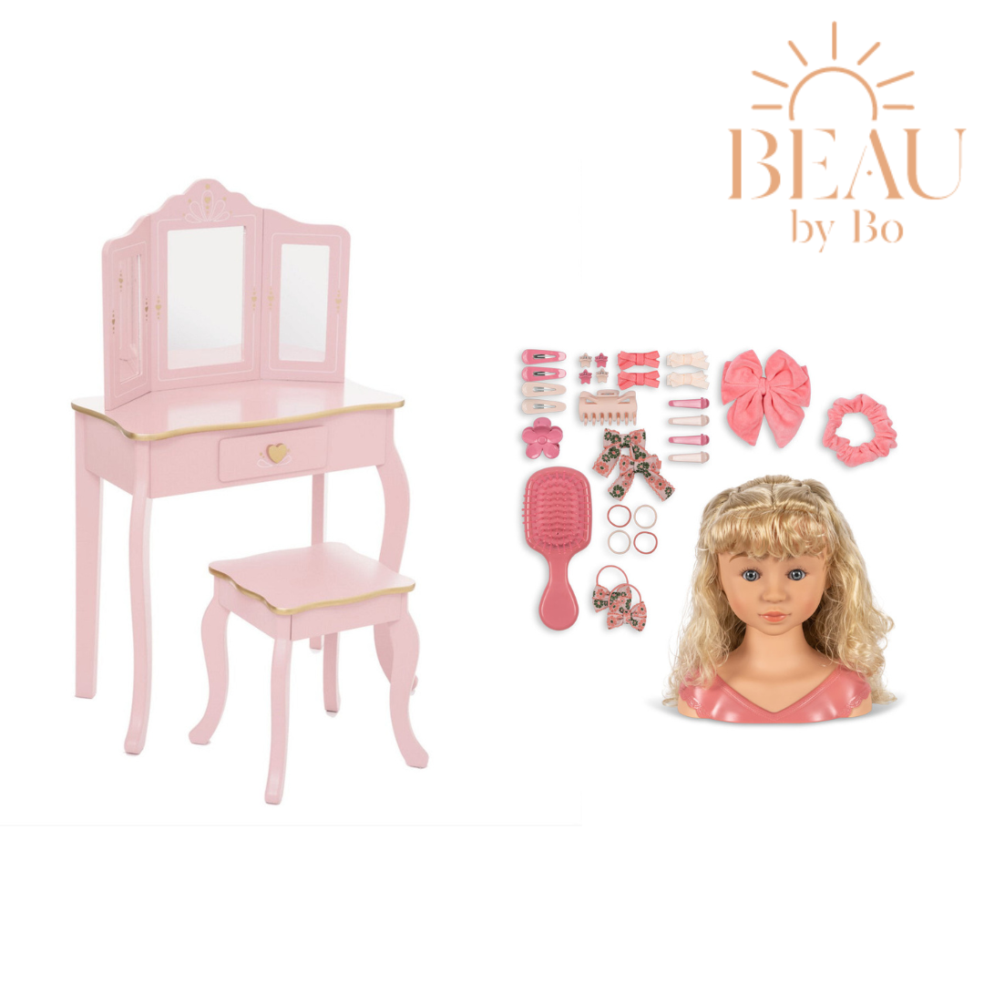 BEAU by Bo Kaptafel Sisi en Mimi Poppenbuste met haaraccessoires