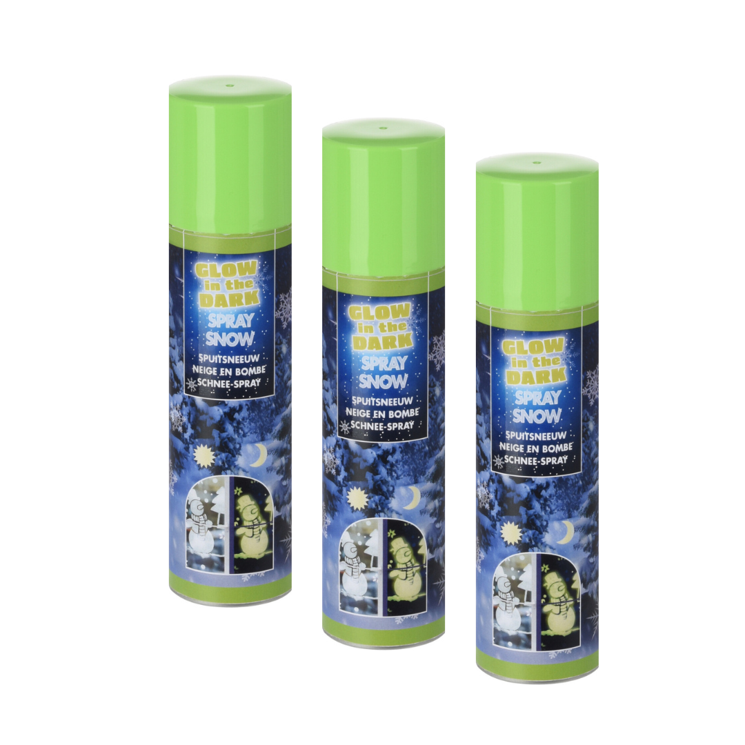 BEAU by Bo Set van 3 stuks Sneeuwspray - Glow in the Dark - Spuitbus - Nepsneeuw - 150ml
