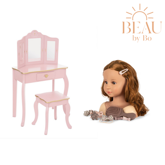 BEAU by Bo Dressing table and Doll bust with hair accessories