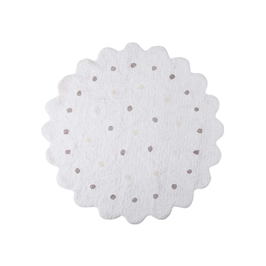 Lorena Canals Tapis lavable en coton - Petit Biscuit Blanc - Ø140cm