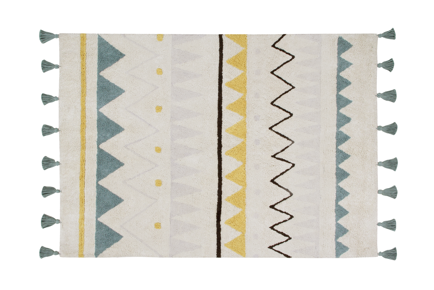 Lorena Canals Washable cotton rug - Azteca Natural Vintage Azul - 120x160cm