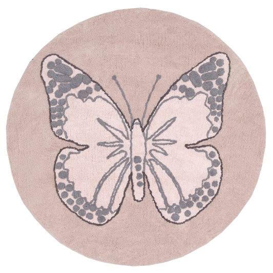 Lorena Canals Tapis lavable en coton - Butterfly Vintage Nude - Ø160cm