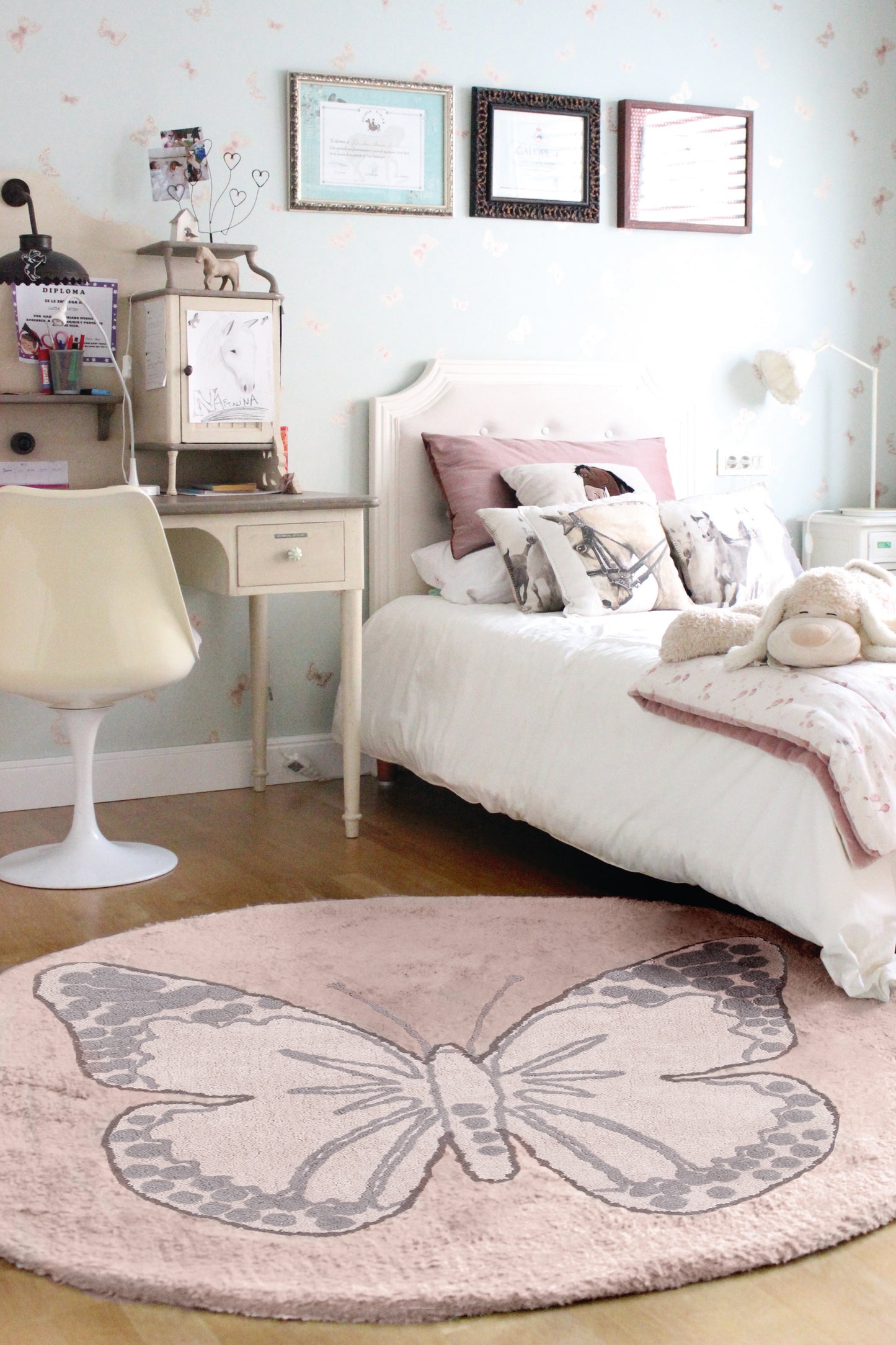 Lorena Canals Washable cotton rug - Butterfly Vintage Nude - Ø160cm