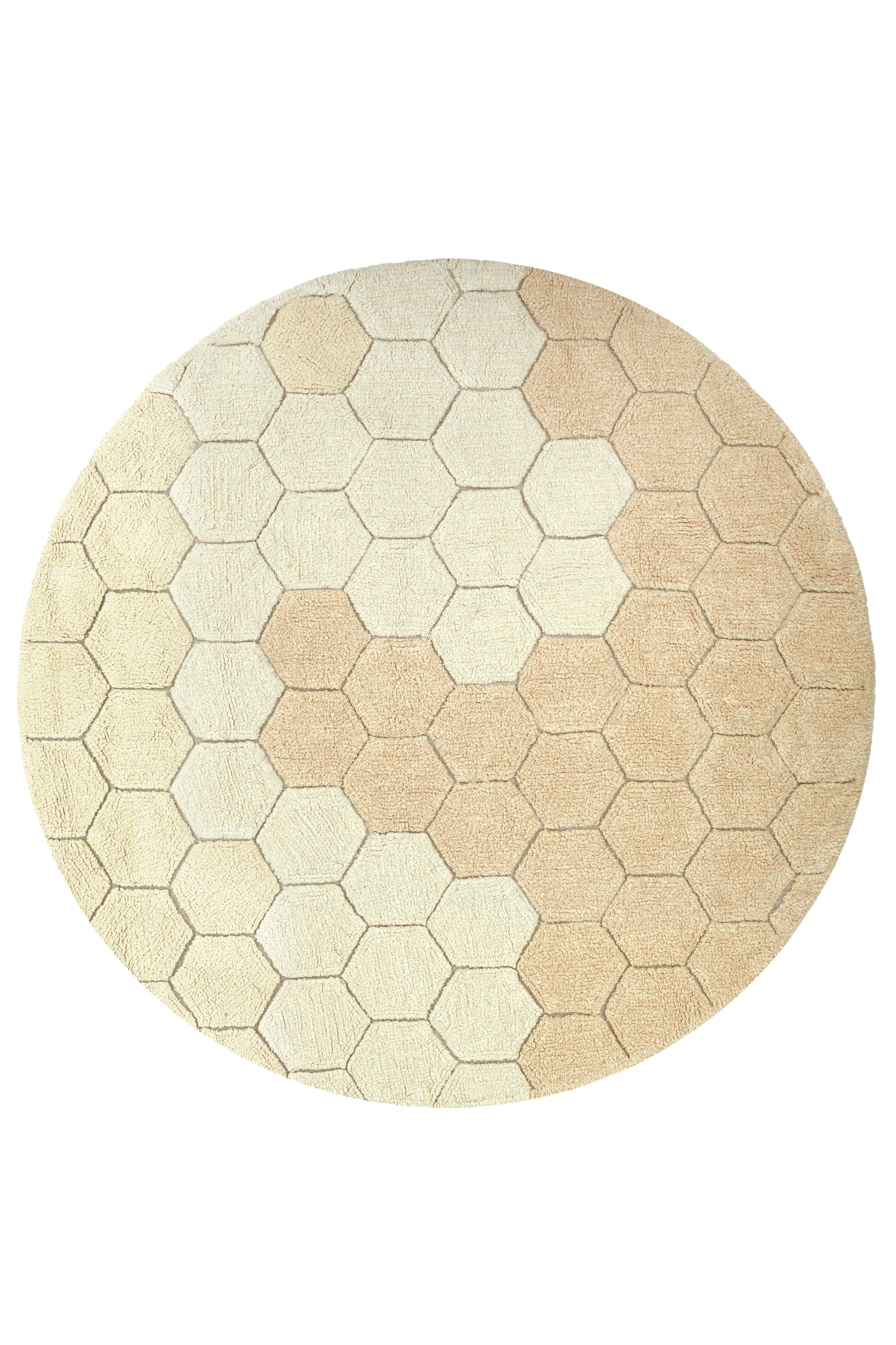 Lorena Canals Wasbaar katoen vloerkleed - Planet Bee - Honeycomb Golden - Ø140cm