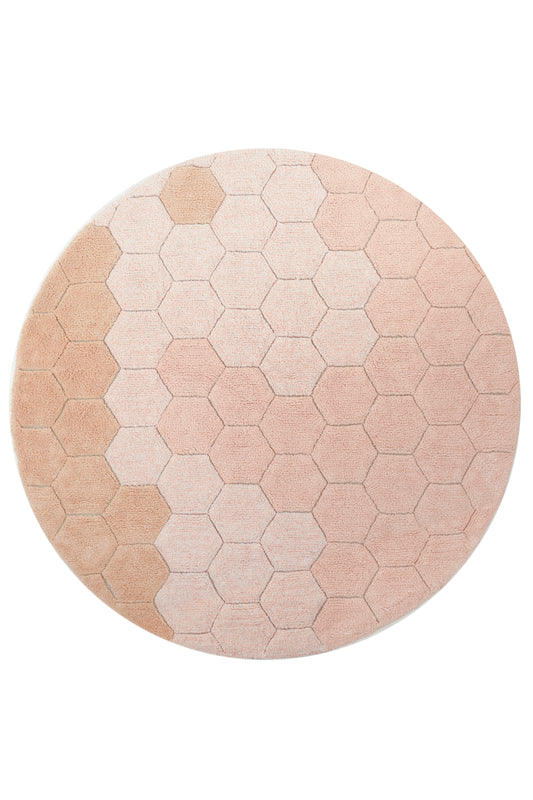 Lorena Canals Wasbaar katoen vloerkleed - Planet Bee - Honeycomb Rose - Ø140cm