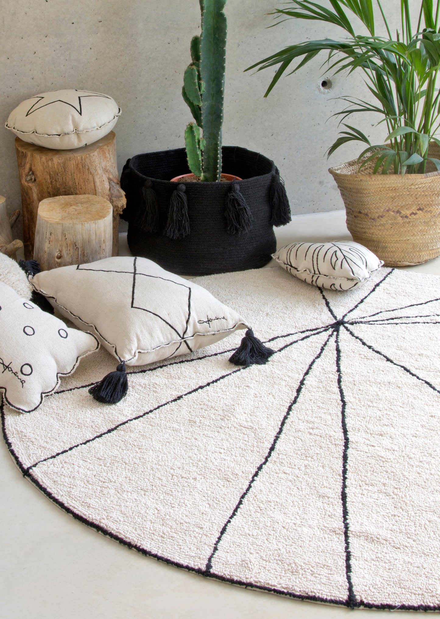 Lorena Canals Washable cotton rug - Trace Beige - Ø150cm