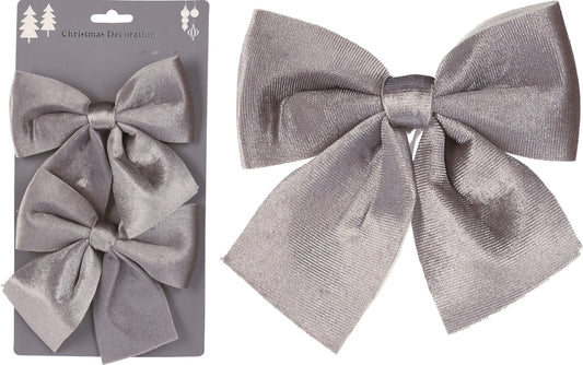 Christmas - Christmas bow - Bow - Velvet - Set of 2 - Gray