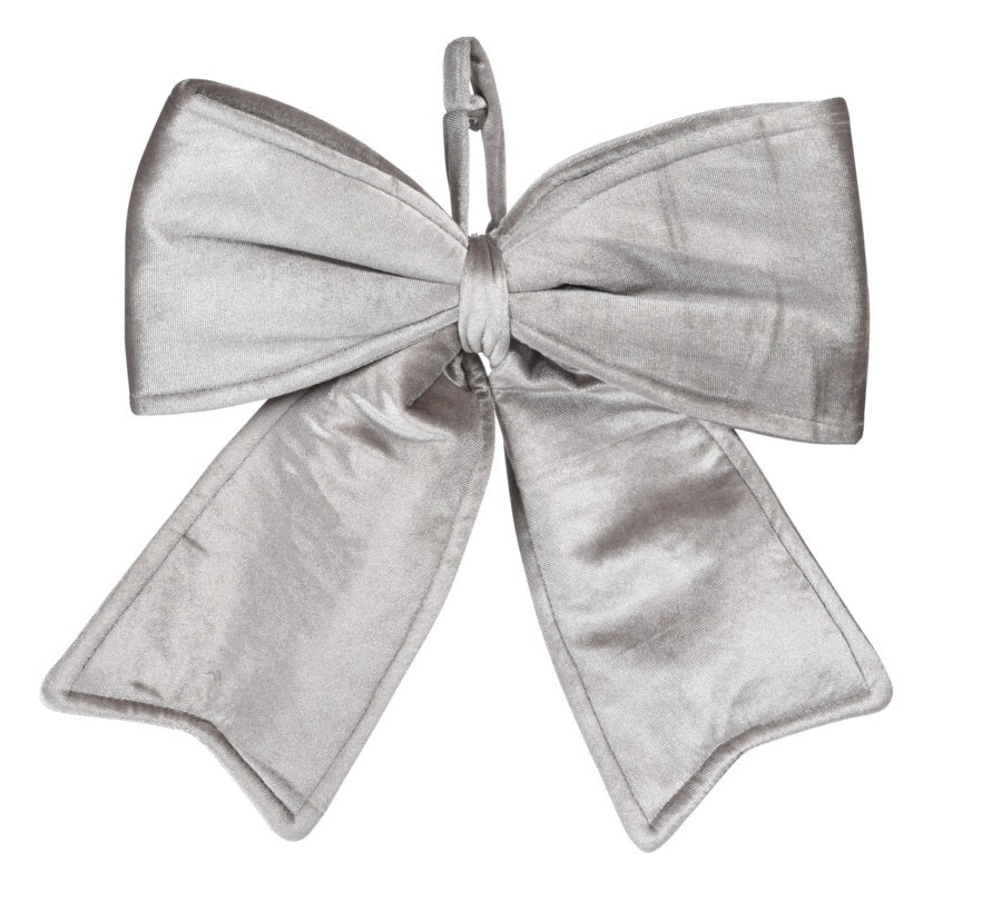 Christmas bow velvet - Gray / silver - 30 cm - For the Christmas tree