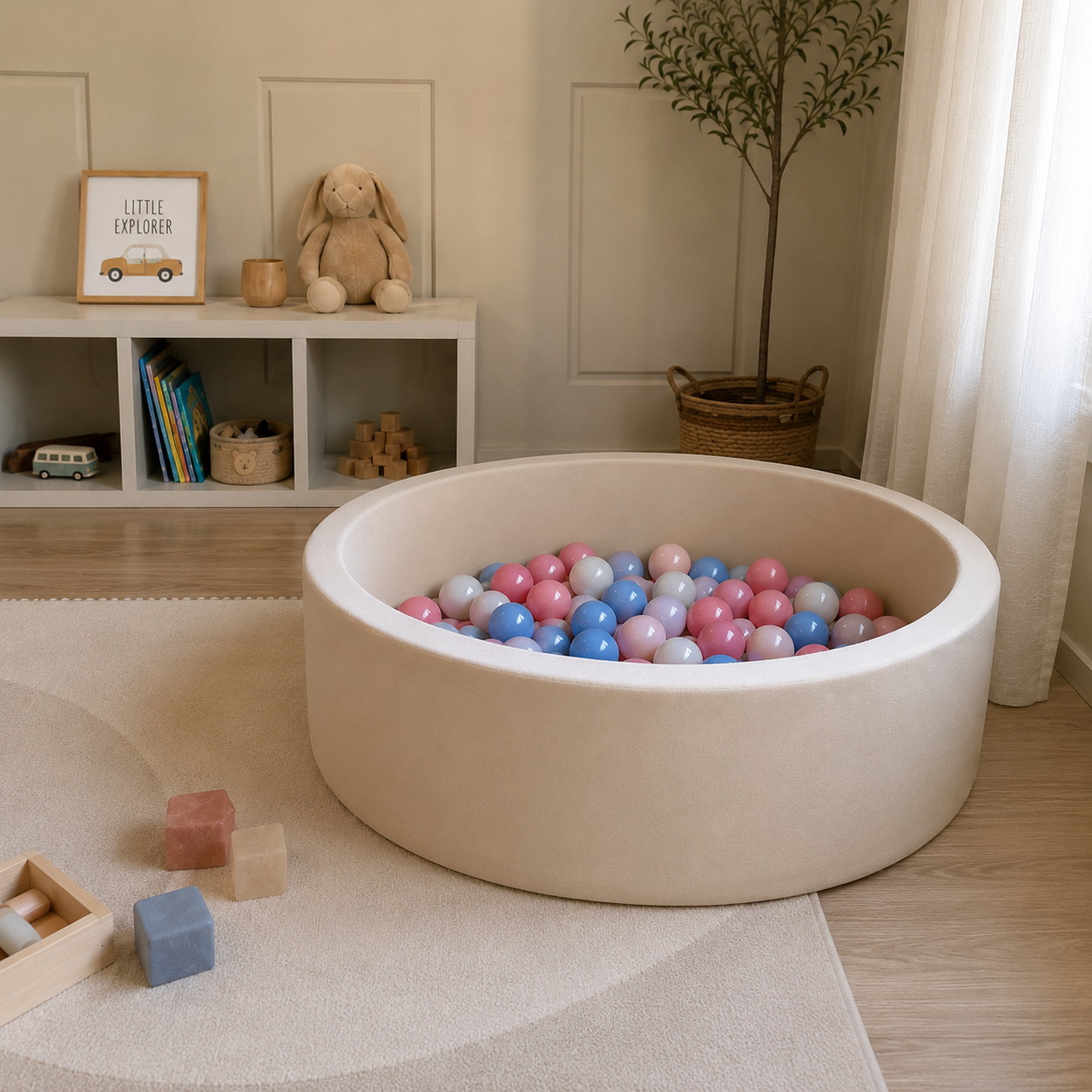 Jupiduu Ball Pool Ø115xh25cm - einschließlich 300 Bälle - dunkles Beige