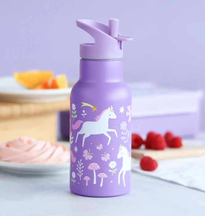 A Little Lovely Company Back to school set - Drinkfles RVS/Snackdozen/Bentobox - Unicorn Dreams