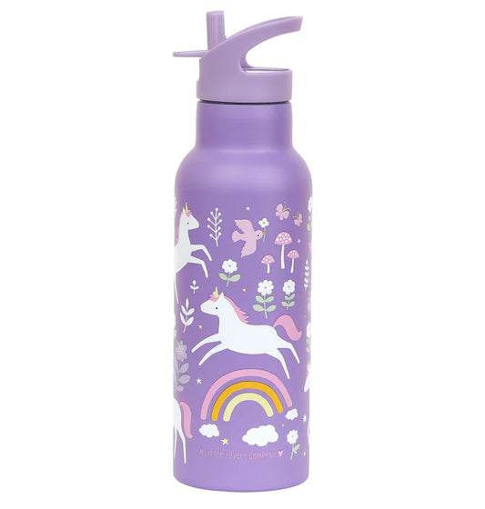 A Little Lovely Company Back to school - Drinkfles XL RVS - Unicorn Dreams