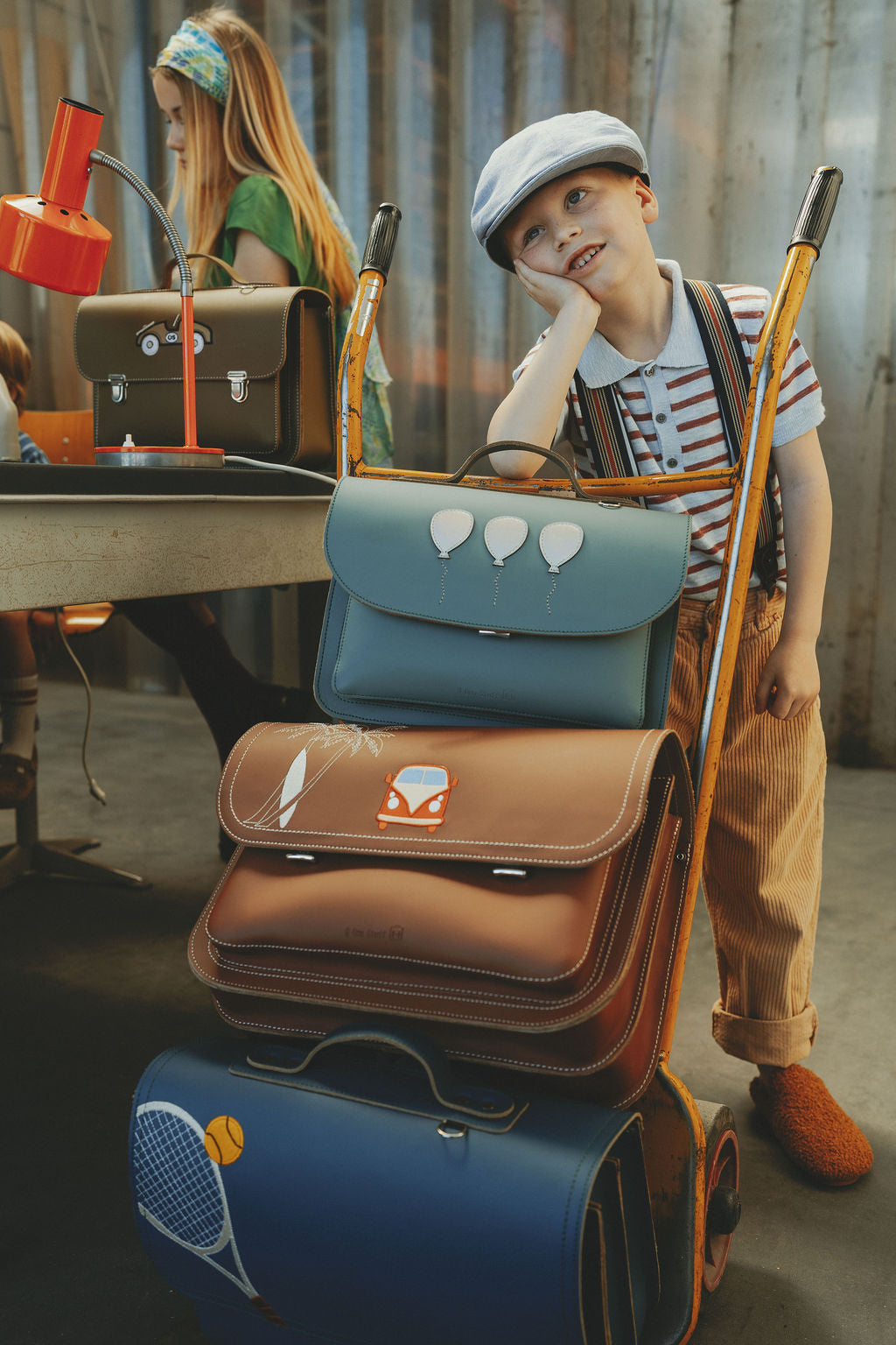 Own Stuff Lederen Boekentas Lagere school - 38x30x17cm - Surf Chestnut