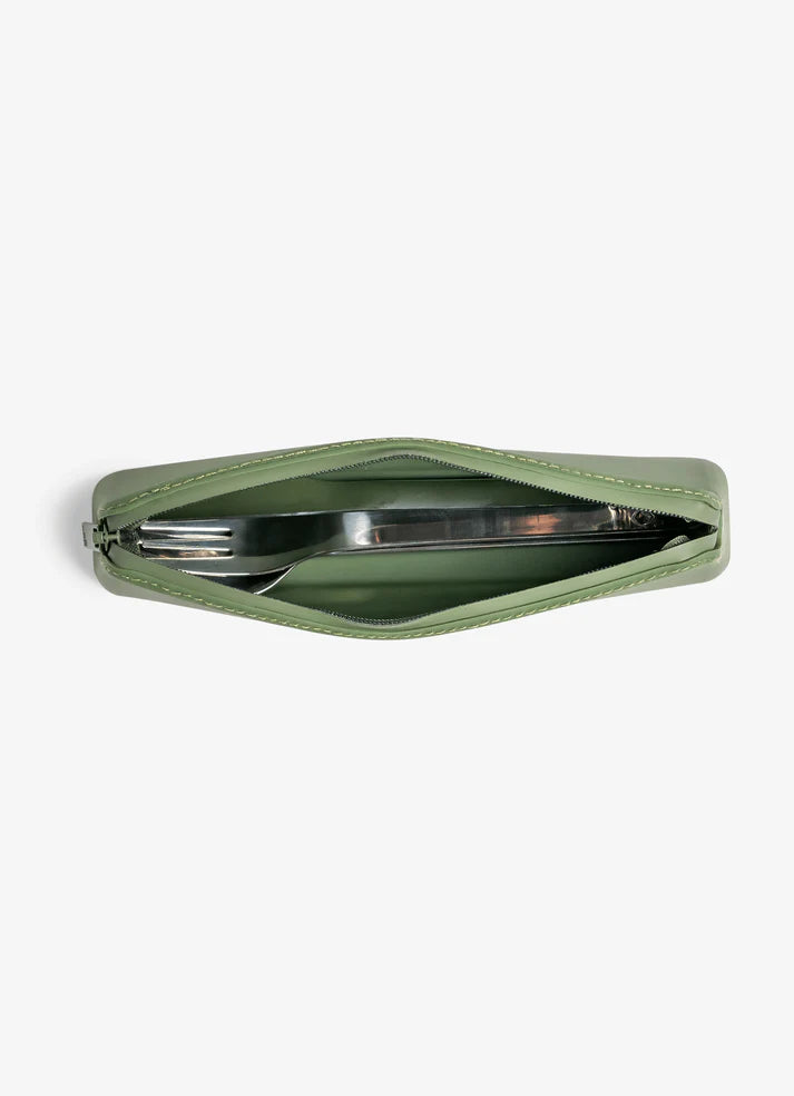 Citron Bestekset voor kinderen - Met siliconen etui - 18x7x4cm - Green