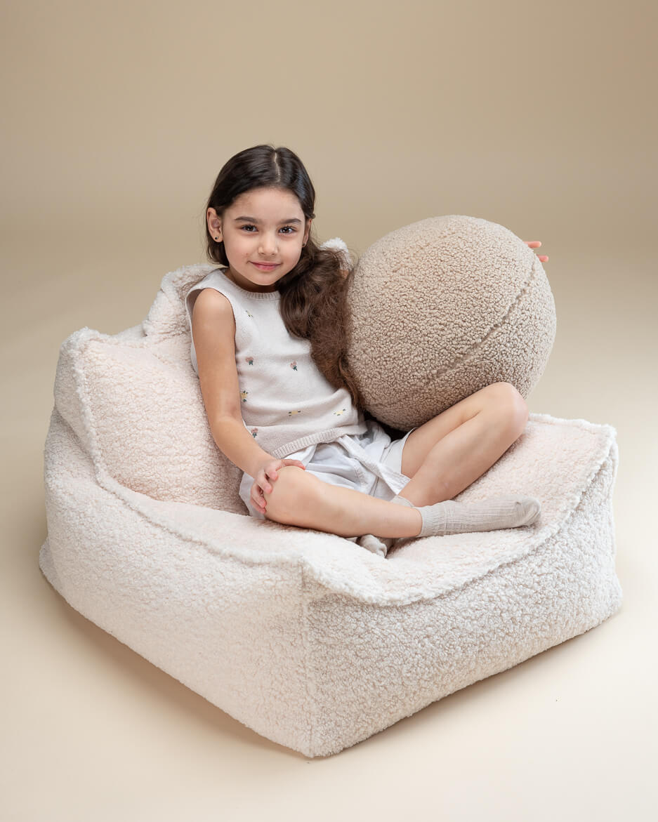 Wigiwama Teddy Pouf / Pouf - 80x70x50cm - Blanc Crème