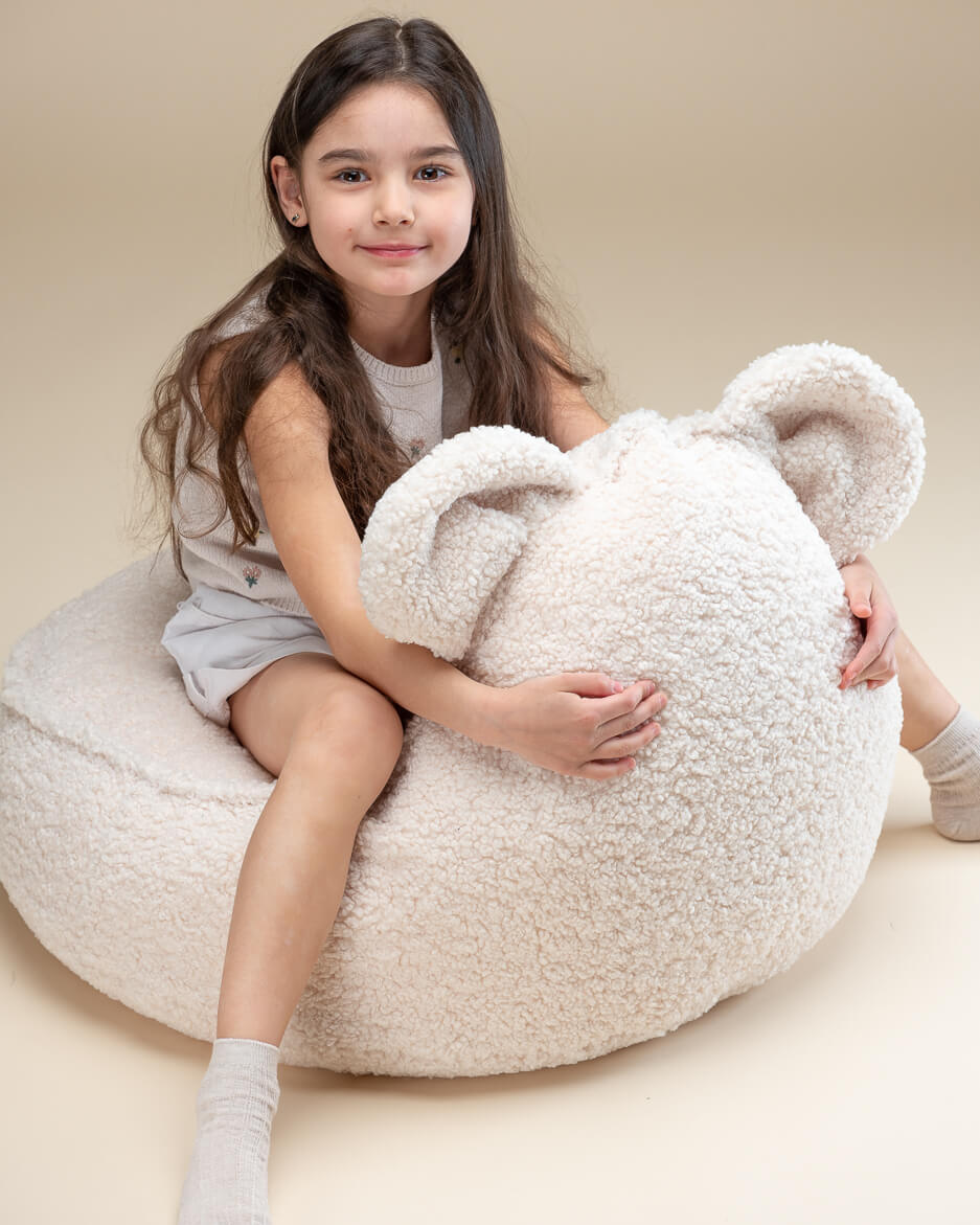 Wigiwama Teddy Bear Beanbag Chair / Zitzak - 70x60x42cm - Cream White