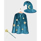 Den Goda Fen Magician Dress Up Clothing - Cape, chapeau et baguette - 3-8 ans - Bleu pétrole