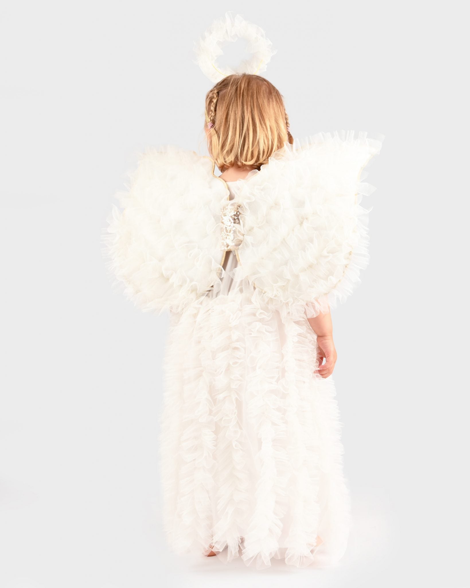 Den Goda Fen Verkleedkledij Engelen Jurk met halo en vleugels - 110-116cm - 4-6 jaar