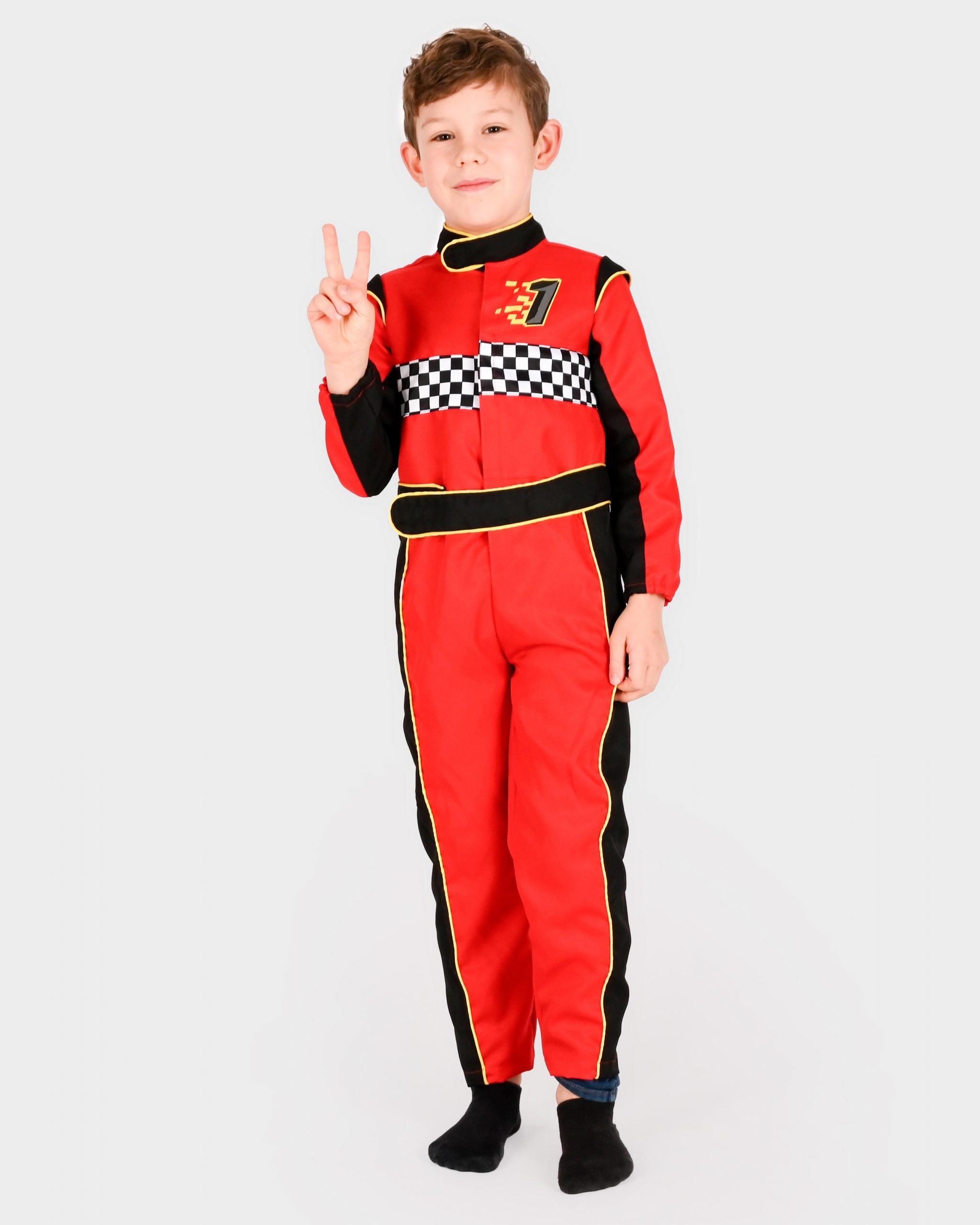 Den Goda Fen Verkleedkledij Racer Jumpsuit Kostuum - 122-128cm - 6-8 jaar