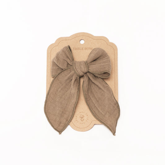 Barrette à cheveux Mrs Ertha Fable avec nœud - Olive