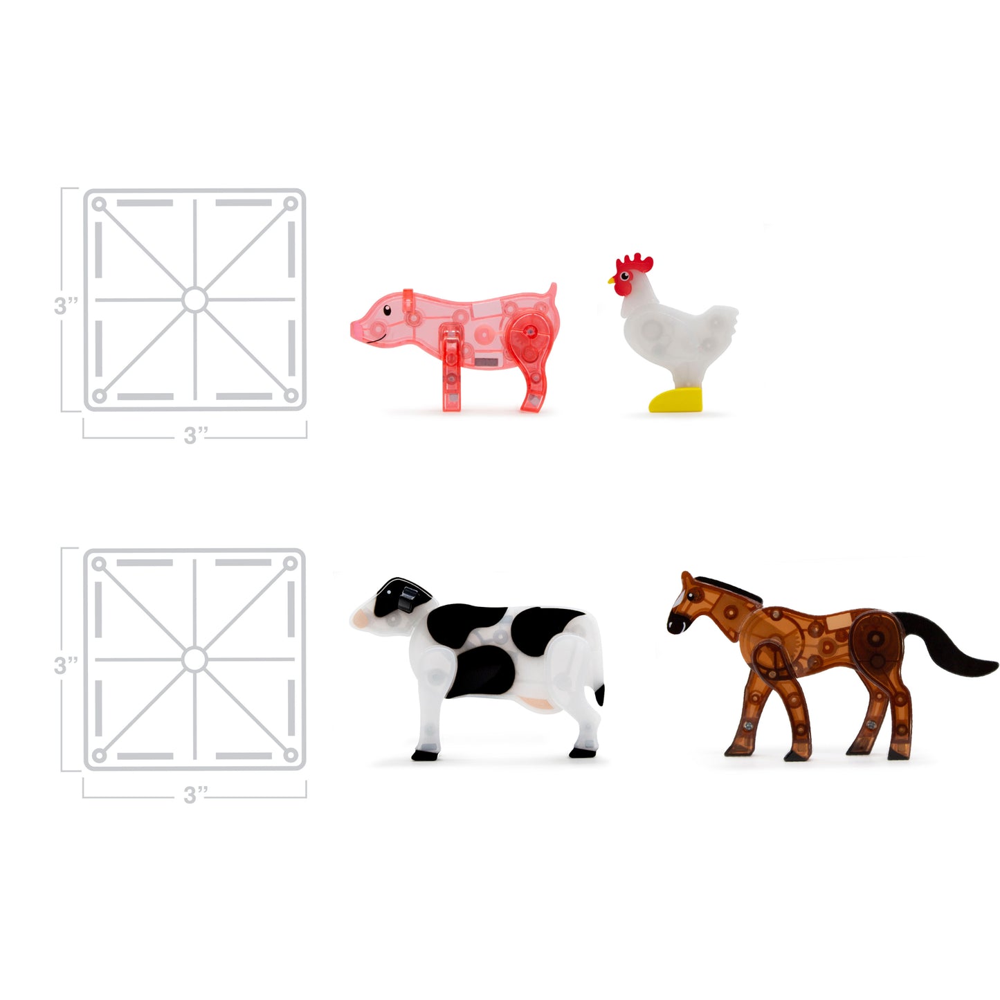 Magna-Tiles Farm Animals 25 stuks - Geschikt vanaf 3 jaar - Multi