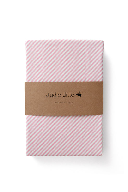 Studio Ditte Fitted sheet bars 90x200cm - light pink