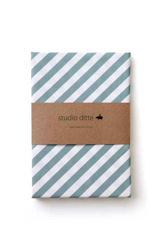 Studio Ditte fitted sheet cubes 90x200cm - stone blue