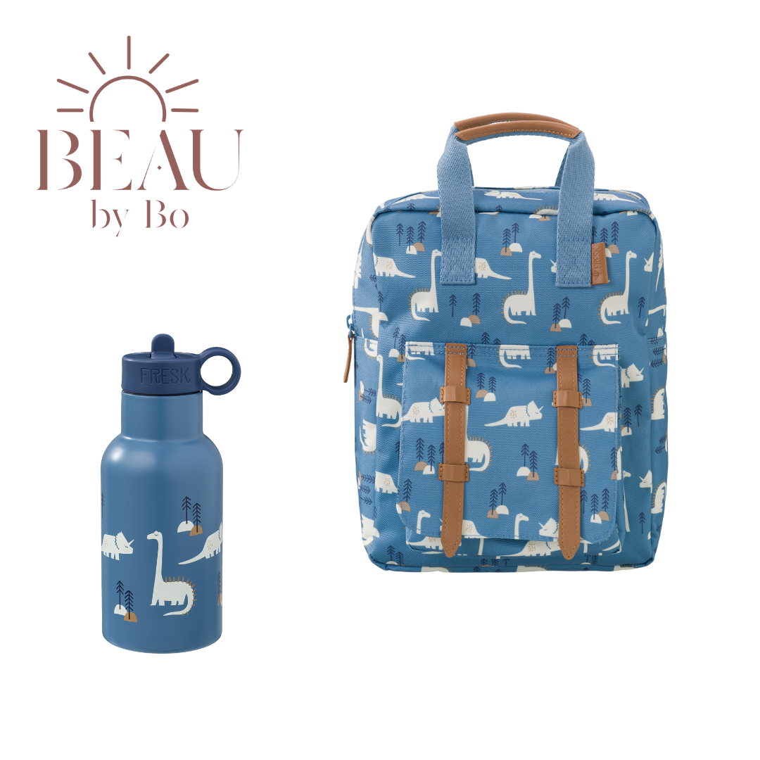 BEAU by Bo Fresk Back to School set - Rugzak + Drinkfles 350ml - Dino