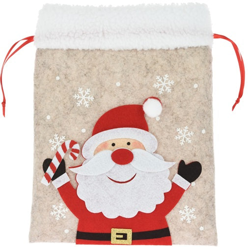 Home & Styling Kerst Zakje in vilt - Set van 3 stuks - 27x21x3cm - Kerstman