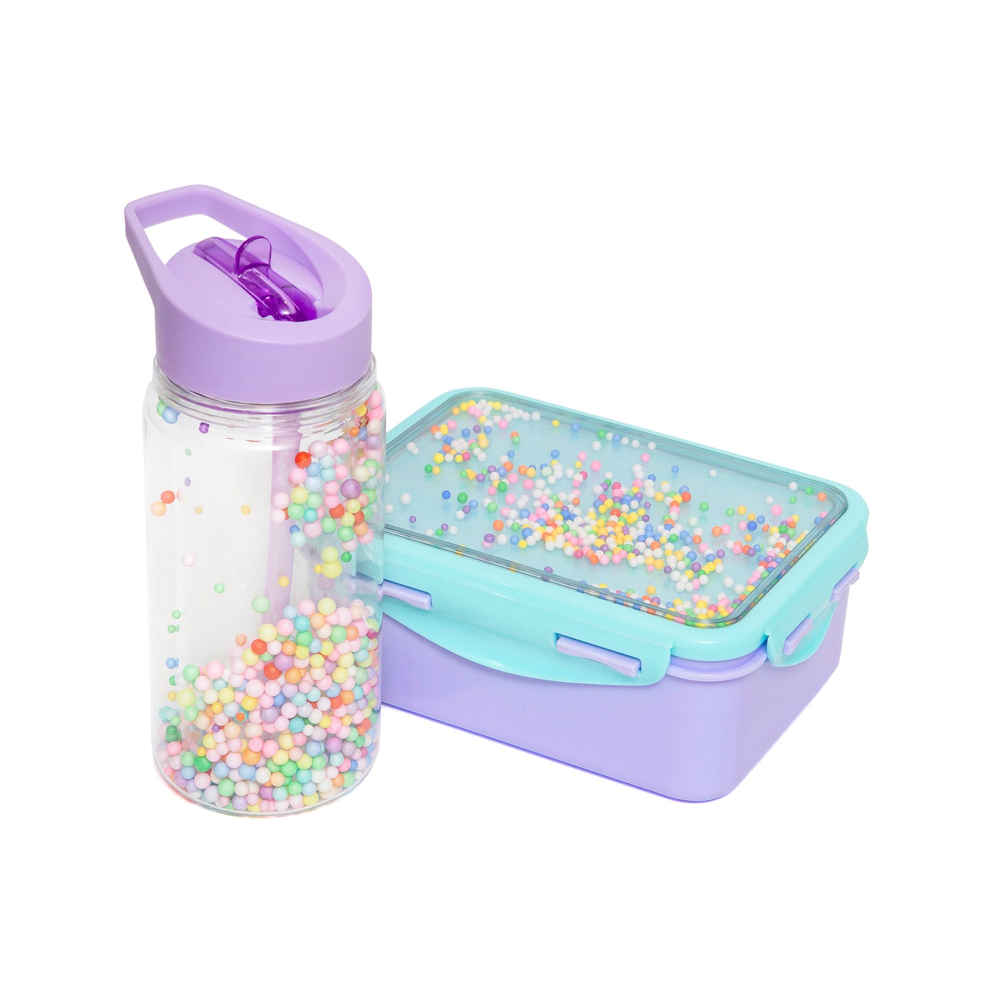 Petit Monkey Bentobox + Drinkfles Popsicles Back to School set - Wild Lilac