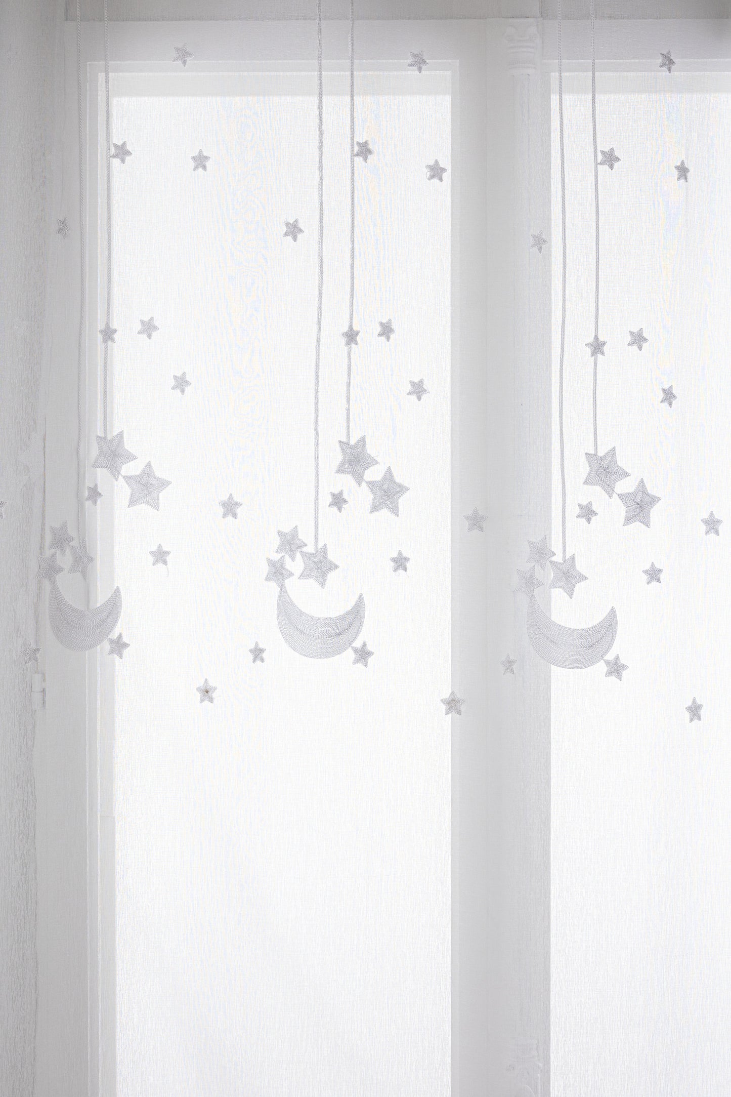 Atmosphera Kids Curtain children star and moon white - 140X240 - Child window covering - ready-made curtains with rings children's room