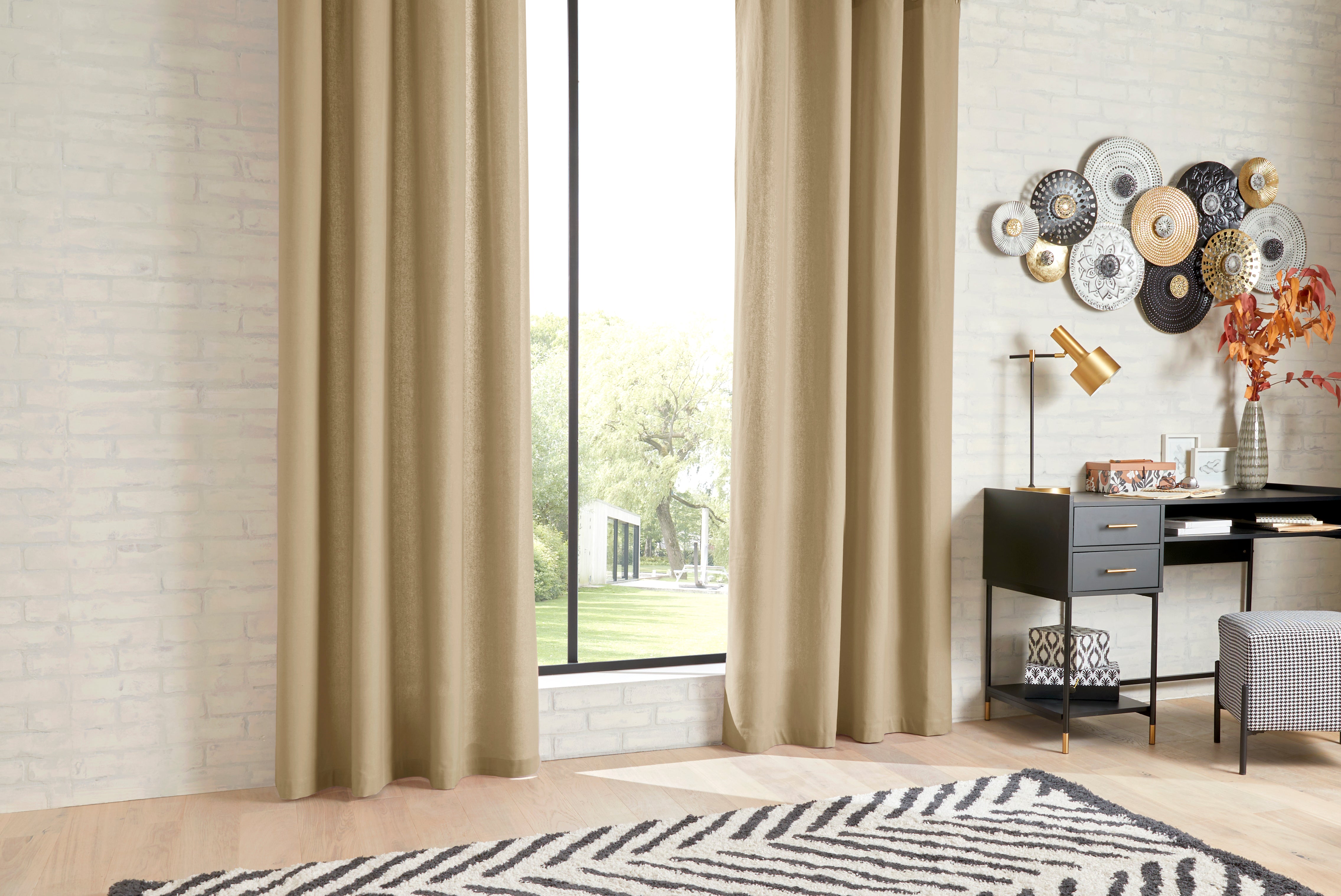 Atmosphera Lilou curtain 140 x 260 cm - Ready made with rings - Curtain window covering - Terracotta