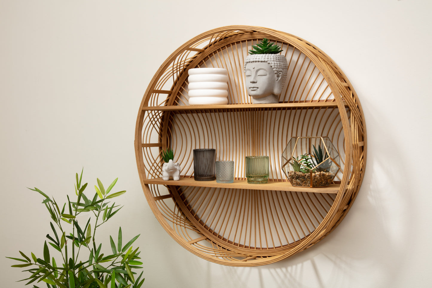 Atmopshera Ina wall shelf round - Bamboo - Dia 70 cm