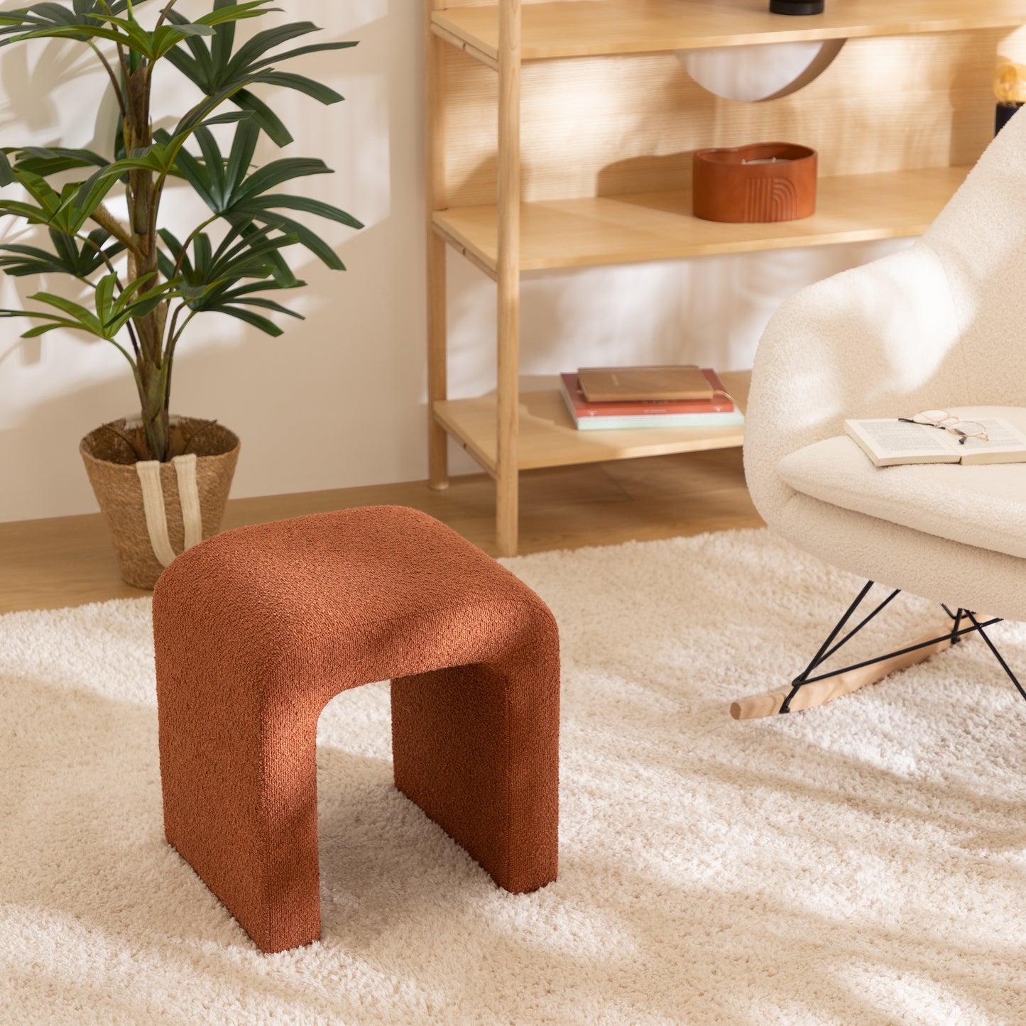 Atmosphera Sevi Pouf - Bouclé - Amber