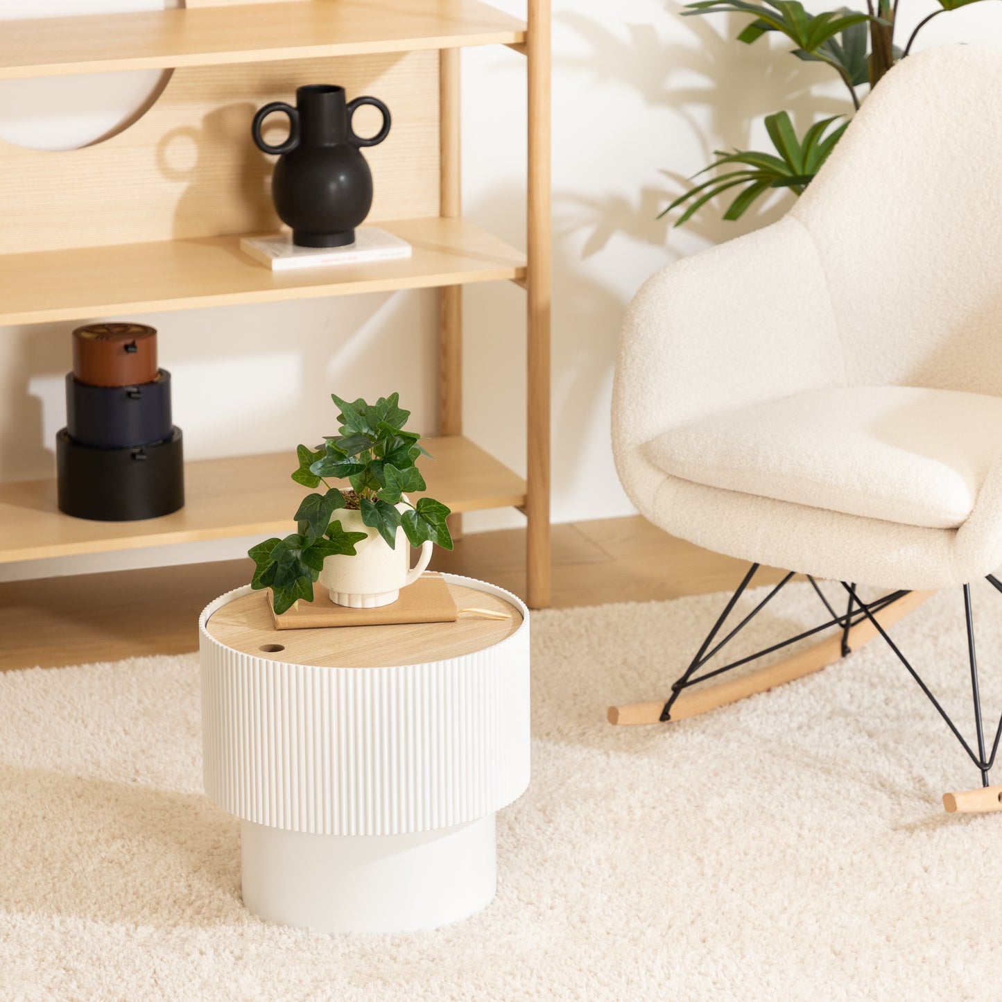 Atmosphera Table - Coffee table - White - Side table - D38.5cm H35cm