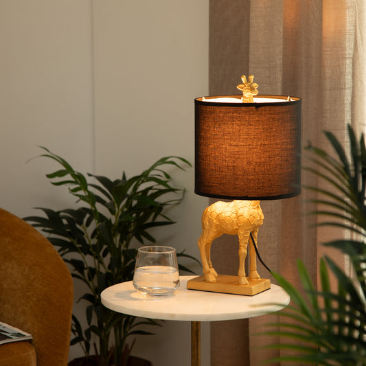 Lampe à poser Girafe dorée H42 cm - Noir - Lampe - E27