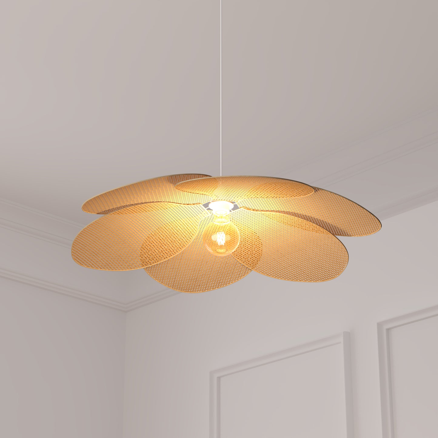 Atmosphera Hanglamp bamboe bloem - Ø62xH94cm - Beige