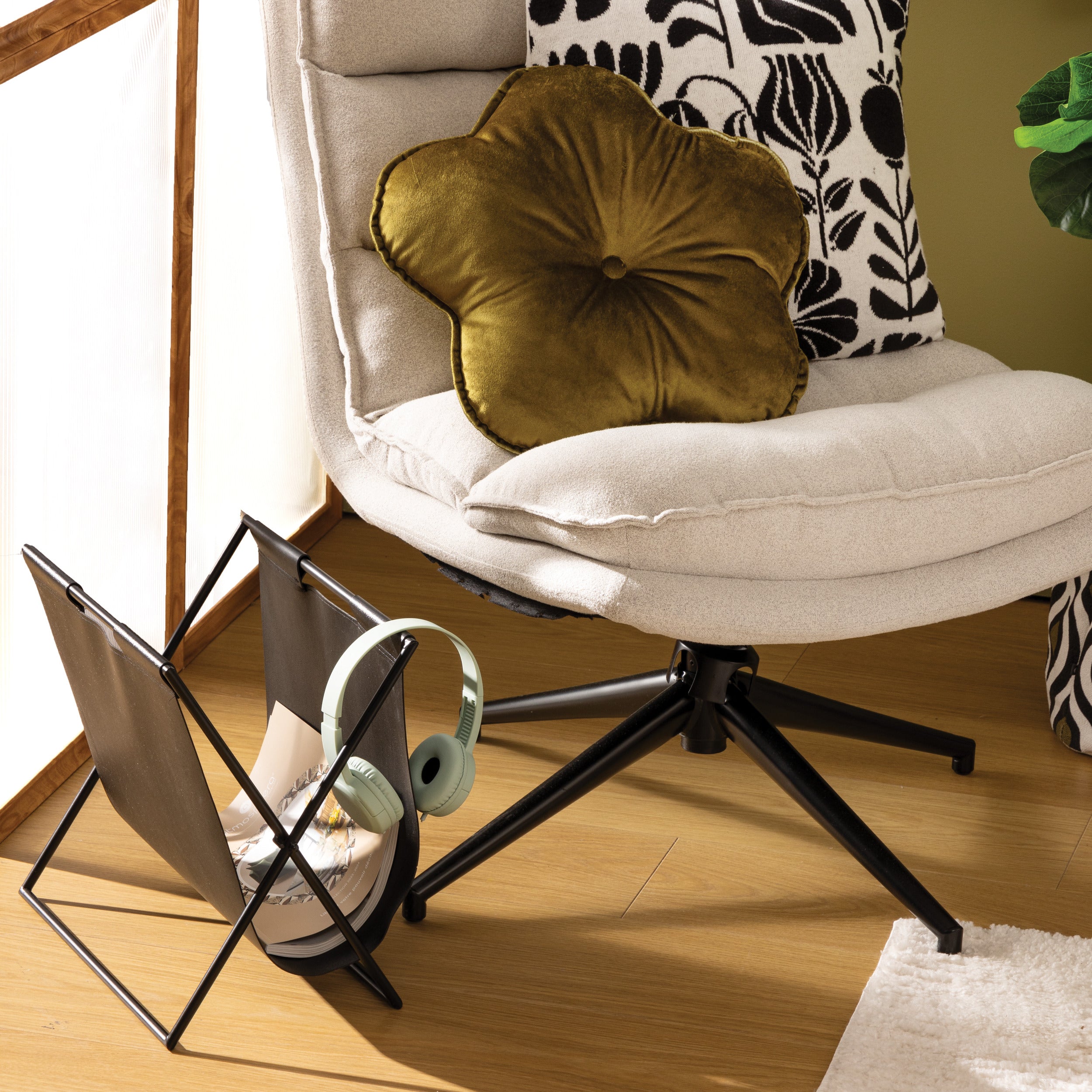 Atmosphera Twisted Lime Tijdschriftenrek/Magazinehouder - 37x22x35cm - Zwart