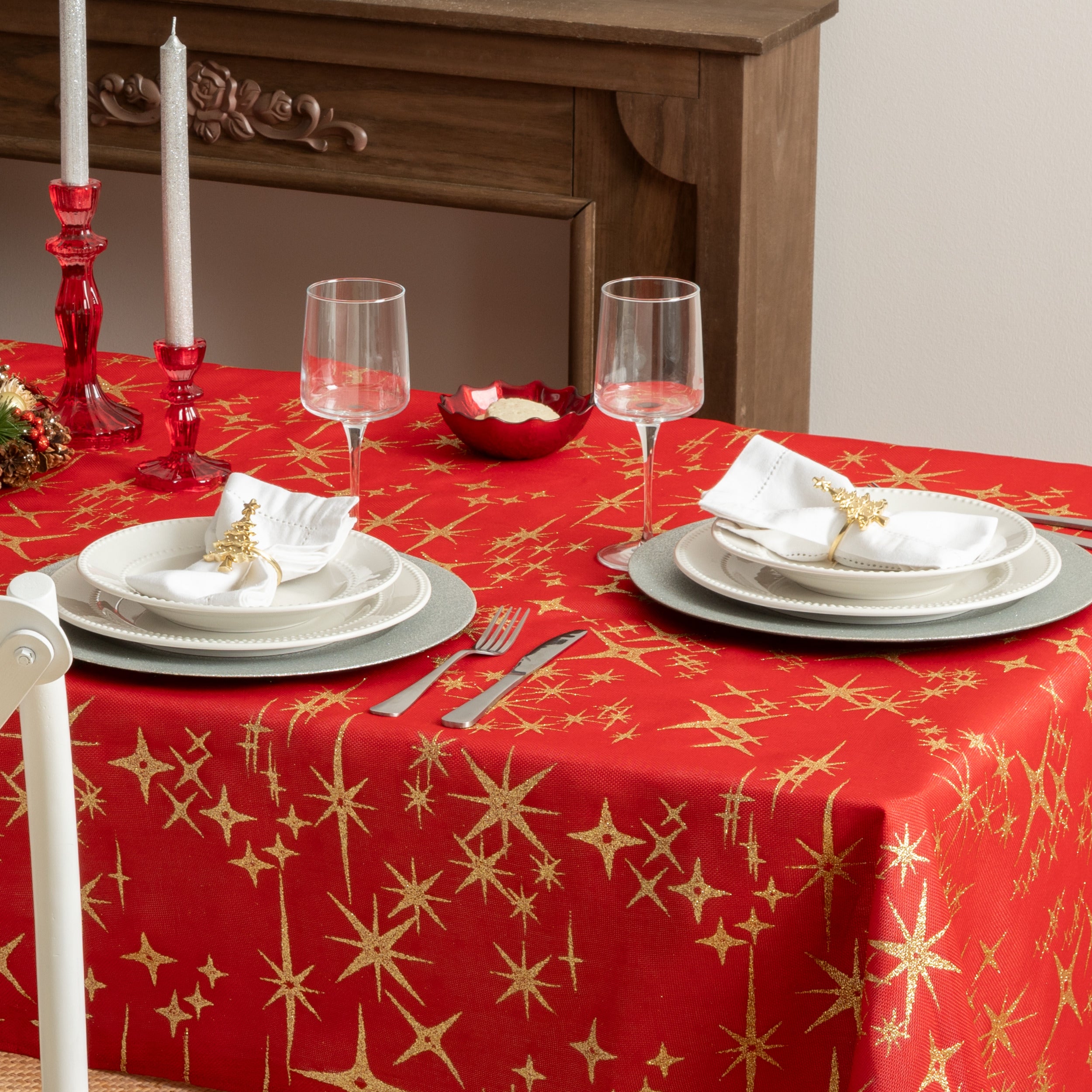 Nappe 140x360cm - Noël - nappe de Noël - rouge