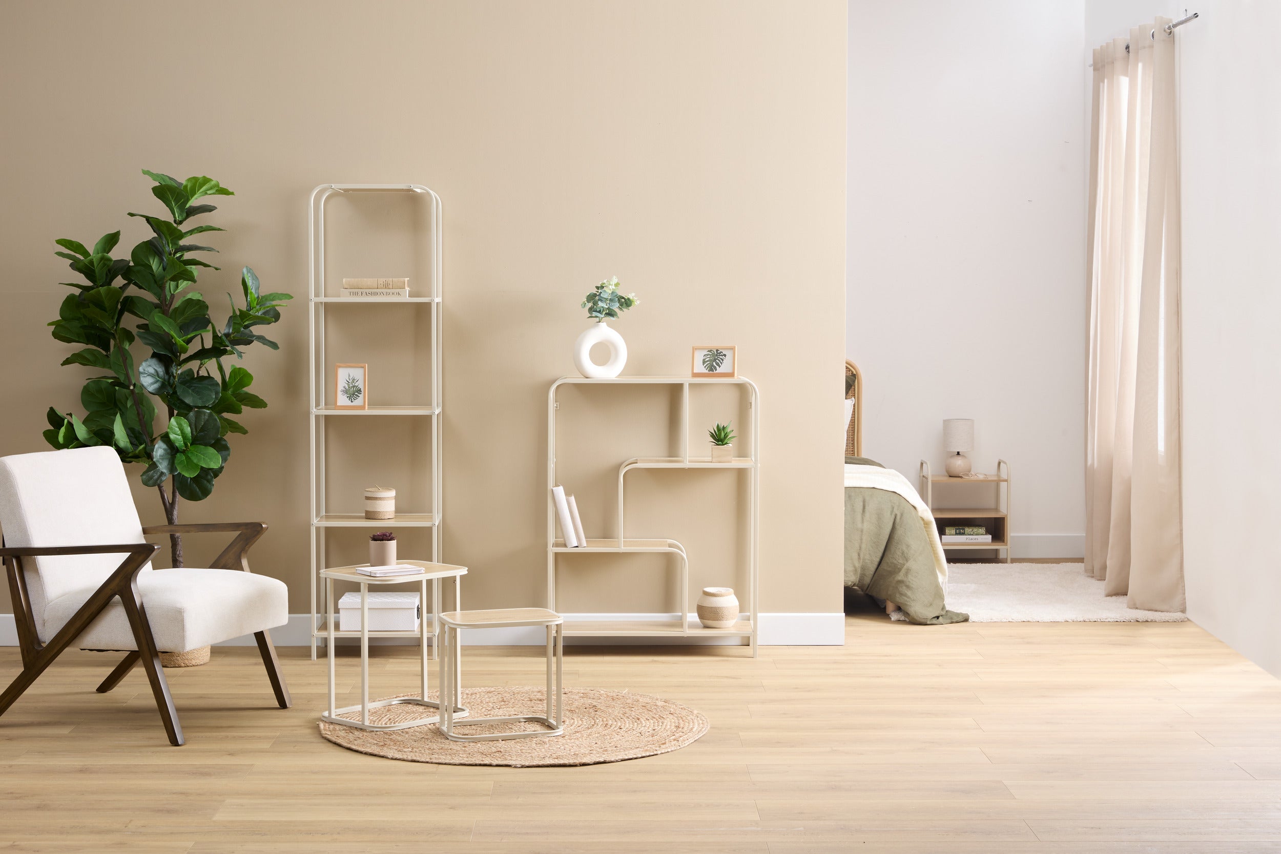 5Five Curvy Rekje 4 niveaus - 45x30x170cm - Beige