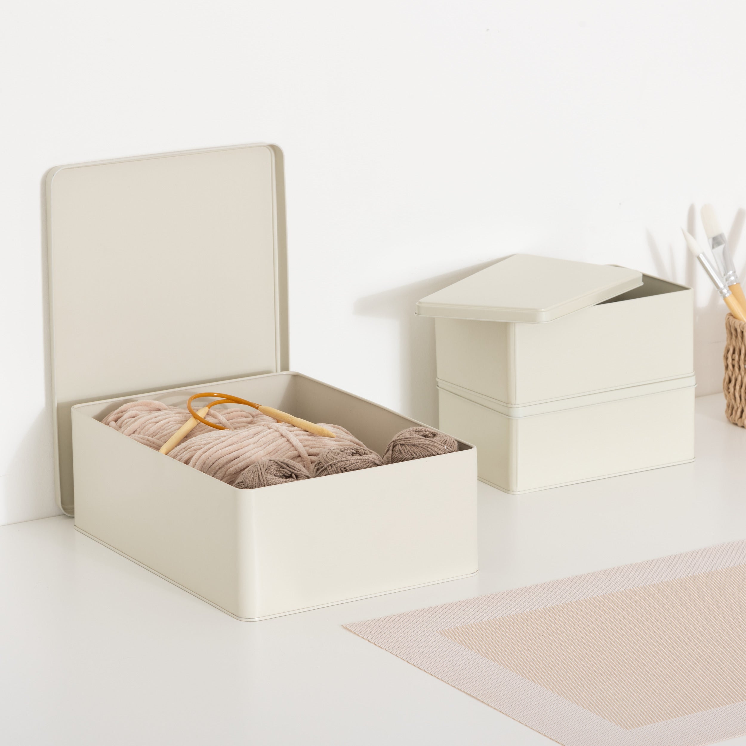 5Five Opbergdozen Bureau - Set van 3 stuks - Beige