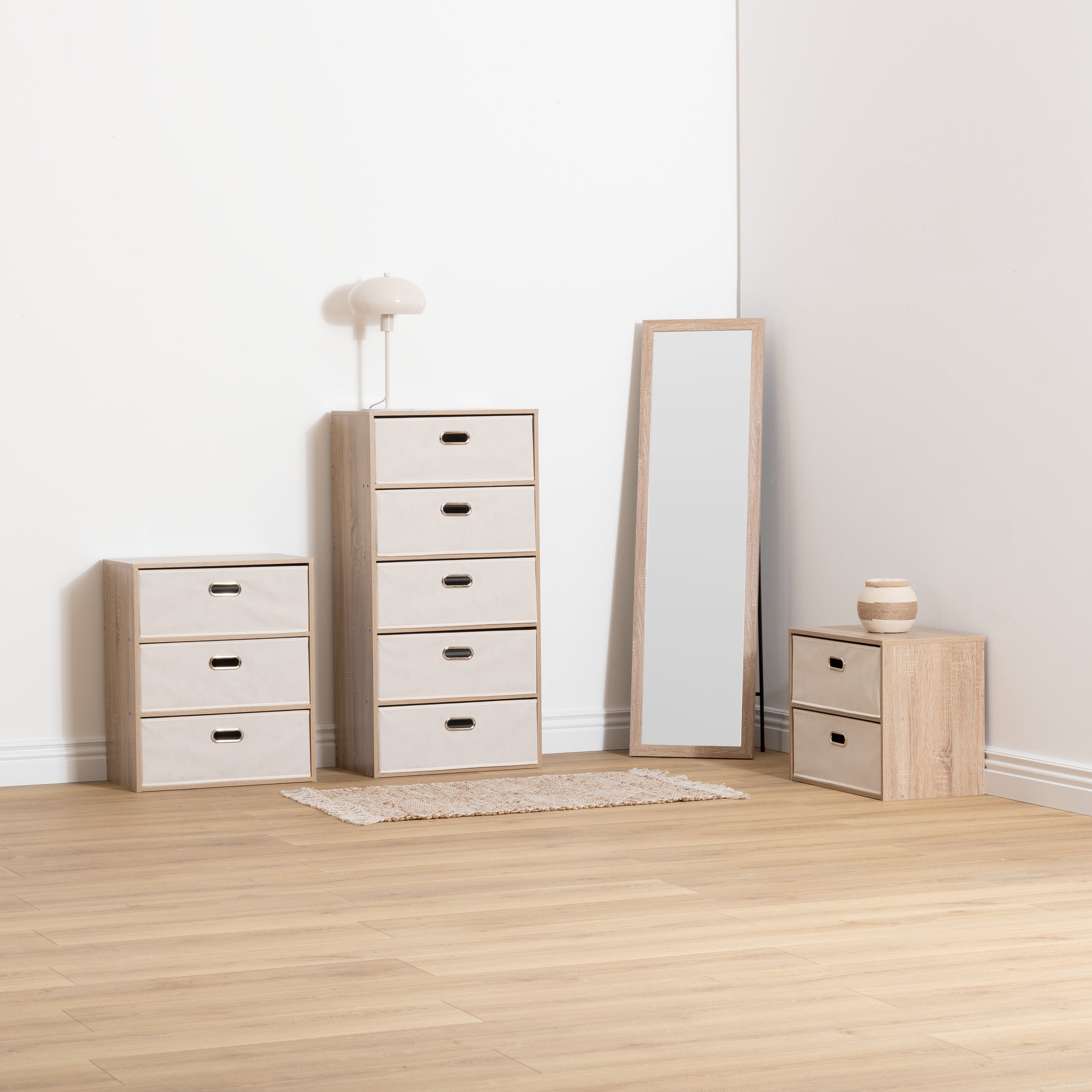 5Five Rangement pliable - Velours - Lin beige - 31 x 31 cm